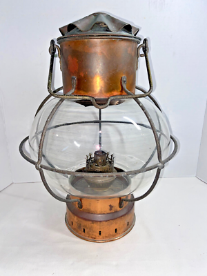 Vintage Copper/Brass Glass Kosmos Brenner Hanging Table Ships Oil