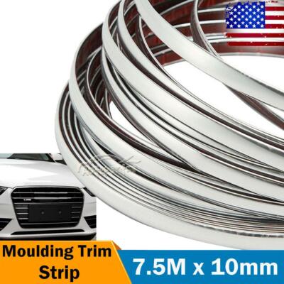 10mm X 15m Silver Chrome Self Adhesive Car Door Edge Styling Moulding Trim Strip
