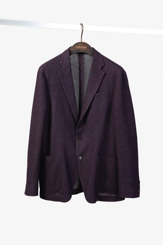 Lardini Liknit Unstructured Black & Maroon Knit Sweater Blazer, Size M