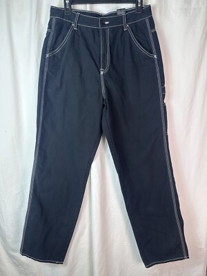 H & M Divided Black Hi Rise Wide Leg Skate Multi Pocket Carpenter Pants Size 8