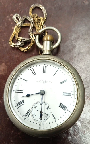 Elgin antique pocket watch large 1900 57mm - FREE SHIPPING