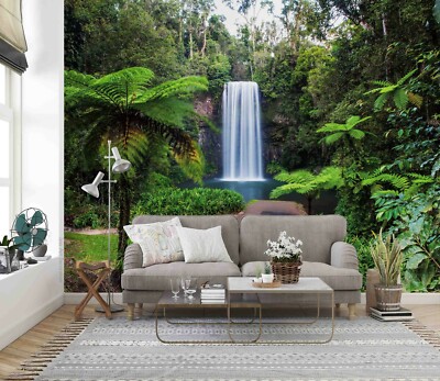 3D Forest Waterfall Landscape Wallpaper Wall Murals Removable Wallpaper ...
