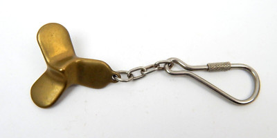 5J Brass Metal Propeller Keychain FOB Nautical Boating Ship Vessel Vintage