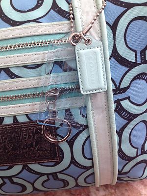 Coach Poppy 3D Op Art Glam Blue/Turquoise Tote Purse Handbag 14983