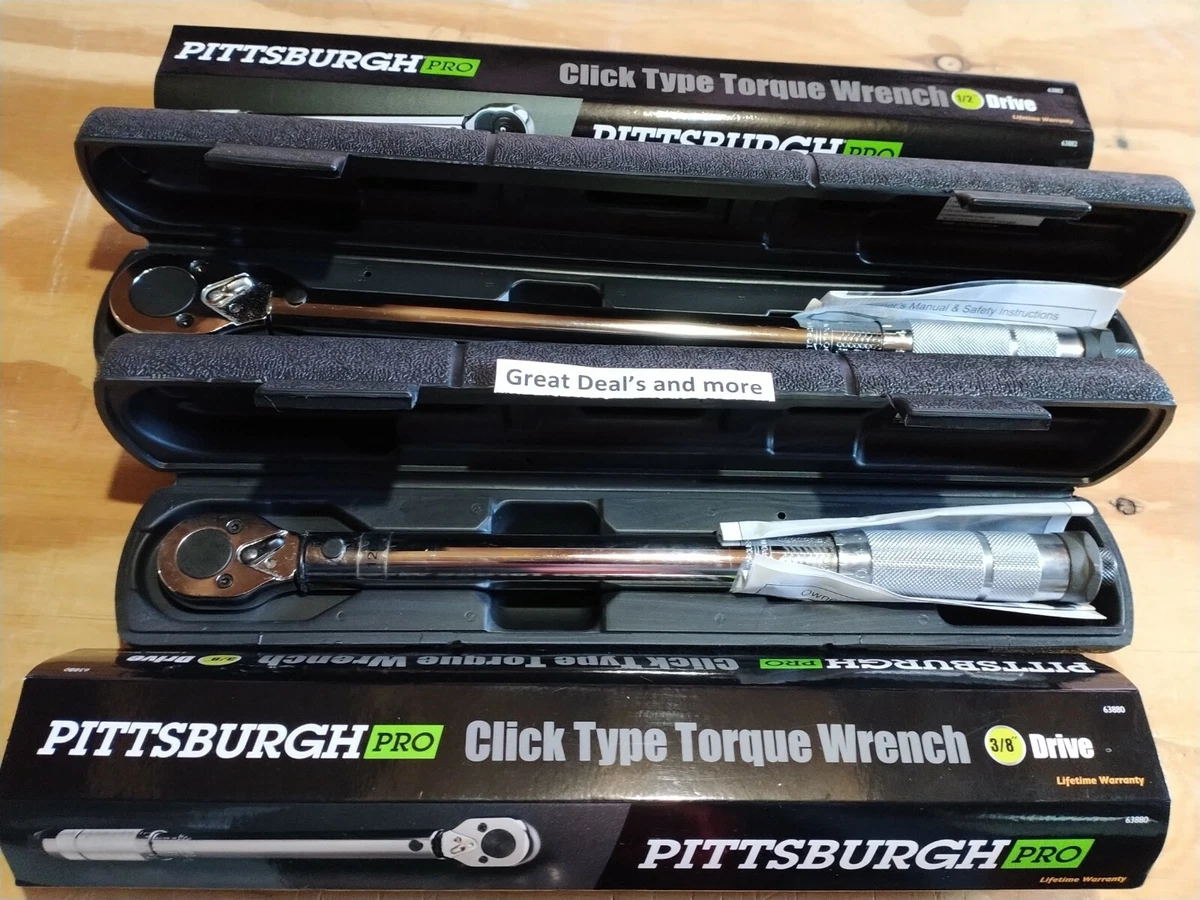 Pittsburg Pro Set of Two 3 8 1 2 Drive Click Type Torque Wrench Snap Socket