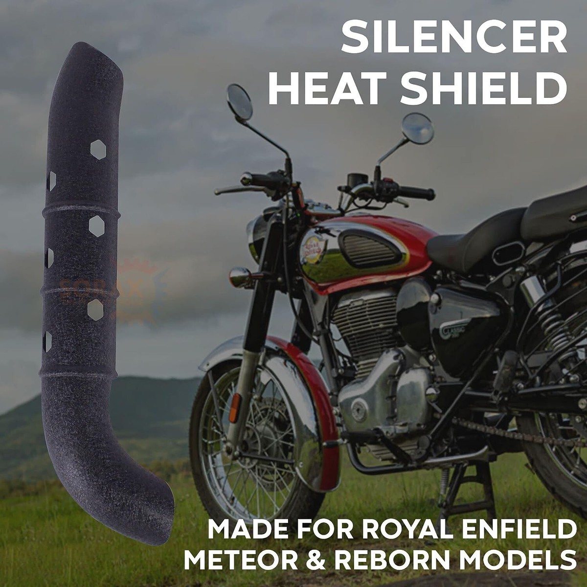 Exhaust Heat Protector Shield For Royal Enfield Meteor Reborn Classic 350  Black | eBay