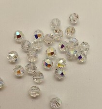 12pc Swarovski Crystal Clear AB Geometric Round 5004 Beads; 6mm, 7mm, or 8mm