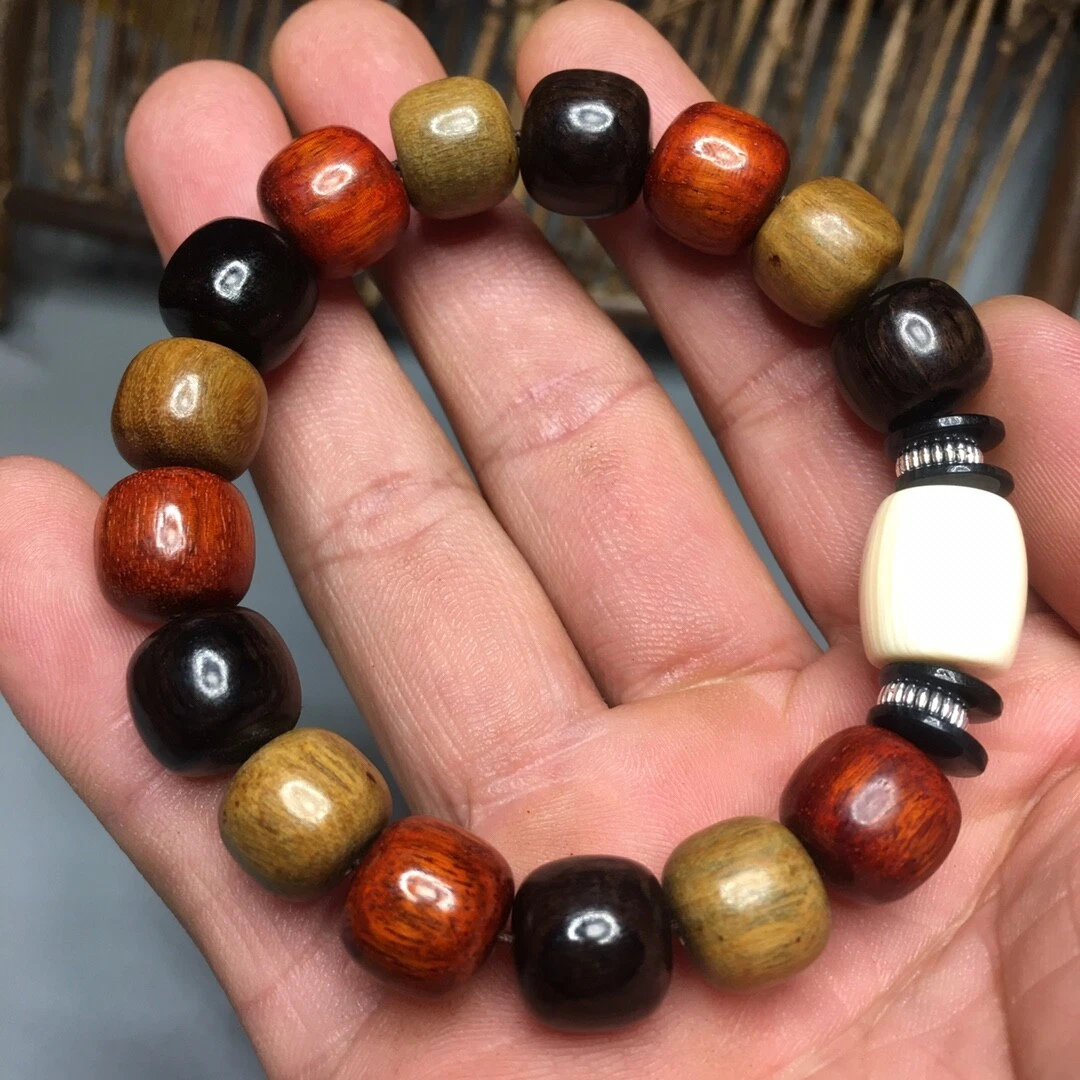 ebony wood beads Willd rosewood burl wooden bracelet men hand