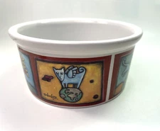Flight Of The Blue Cat by Ursula Dodge Cat Food Water Dish By Signature Ware C97