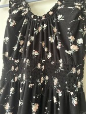 Womens floral summer dress XS No Boundaries Ruffle Scoop Neck Stretch Black