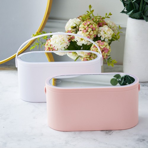 Makeup Travel Vanity Case Removable LED Lights Mirror Portable Storage
