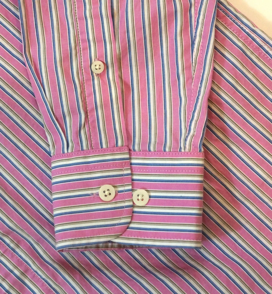 Camisa de manga larga Hickey Freeman con botones delanteros para hombre talla S rosa a rayas Foto 3 de 4