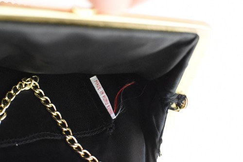 Vtg Black Beaded Evening Bag w/ Gold Tone Chain Purse Handbag - Picture 10 of 16