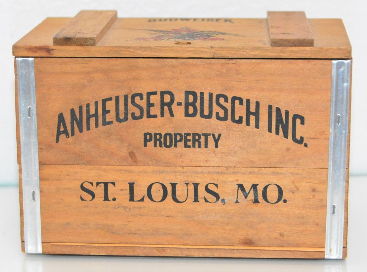 Anheuser-Busch Inc Budweiser Wooden Crate Box Famous Beer Case 1/3