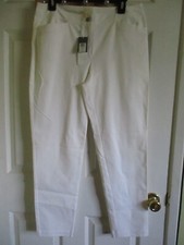 SZ S Eileen Fisher WHITE Organic Cotton Stretch Twill Slim Ankle Pant NWT