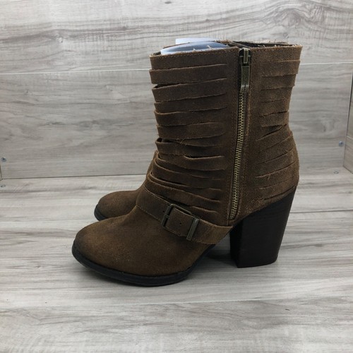 Naughty Monkey Ankle Boots Womens 10 Brown Suede Leather Double Zip Booties - Picture 2 of 11