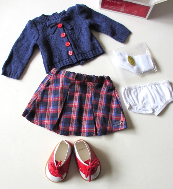 American Girl Molly Beforever Meet Outfit Red Saddle Shoes Blue Sweater