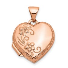 14k Rose Gold 15mm Reversible Heart Locket 15 00mm 0 65gr For Sale Online