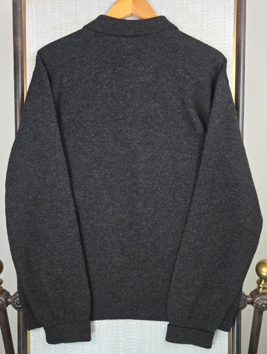 POLO RALPH LAUREN maglione lana di agnello italiana uomo XL colletto antracite pony