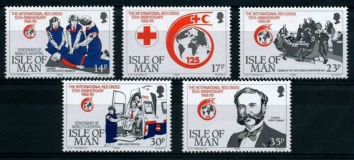 Île de Man 1989 MNH 5v, Croix-Rouge, premiers soins, ambulance, fauteuil roulant, Dunant,  - Photo 1 sur 1