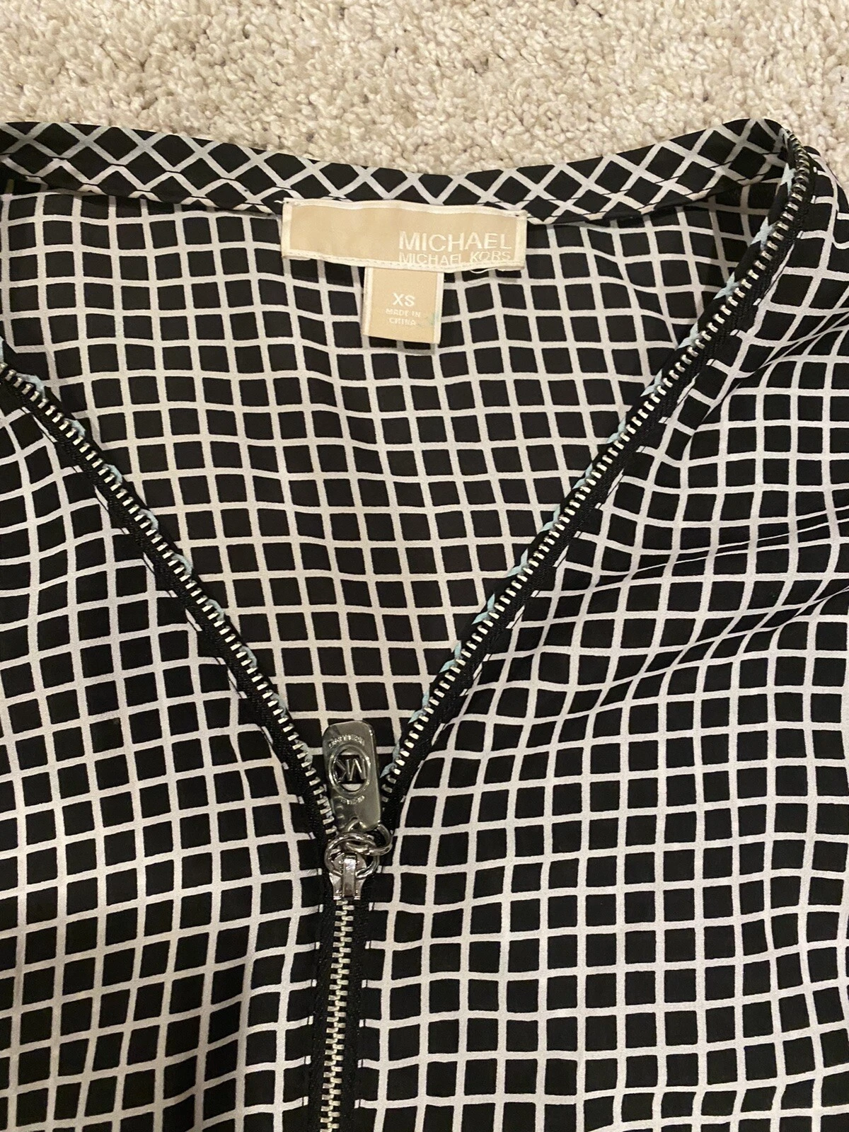 blusa abito donna michael kors nero bianco stampa taglia xs