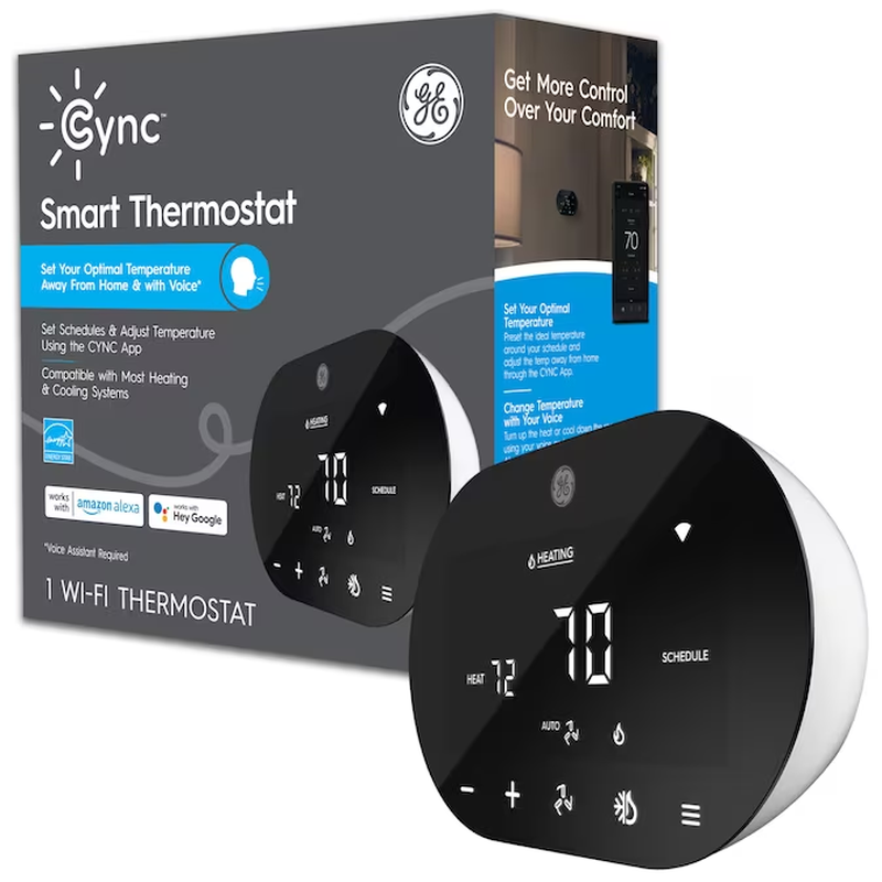 Black Smart Thermostat with Wi-Fi Compatibility-image