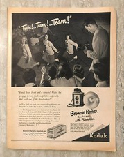 1947 Kodak Brownie Reflex Synchro Model with Flash Verichrome Film Vtg Print Ad