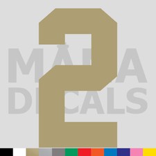 Number Two 2 Vinyl Die Cut Decal Sticker - Jersey Sport Athlete Varsity