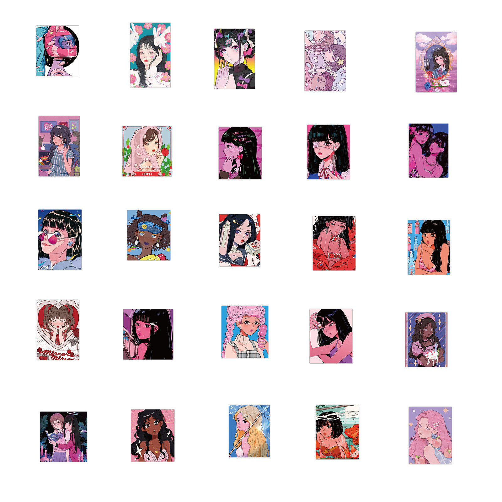 50pcs Cartoon Girls Sticker Pack For Water Bottle,Laptop,suitcase,Journaling