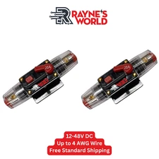 2 PACK 20 Amp Inline Waterproof Circuit Breaker Auto/Solar Manual Reset 12V-48V