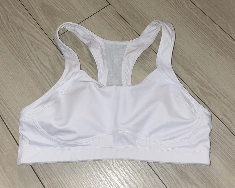 Sujetador deportivo Moving Comfort 350029 espalda deportiva sin forro sin cables para mujer 34A blanco Foto 2 de 4