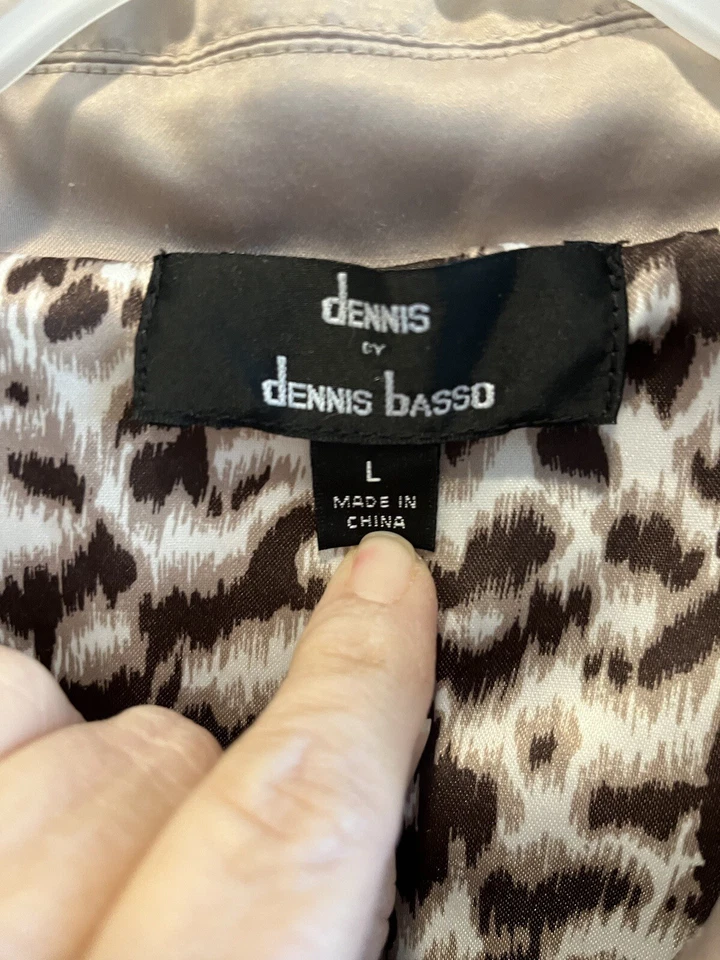 Abrigo impermeable reversible beige con estampado animal leopardo grande Dennis Basso para mujer Foto 4 de 4