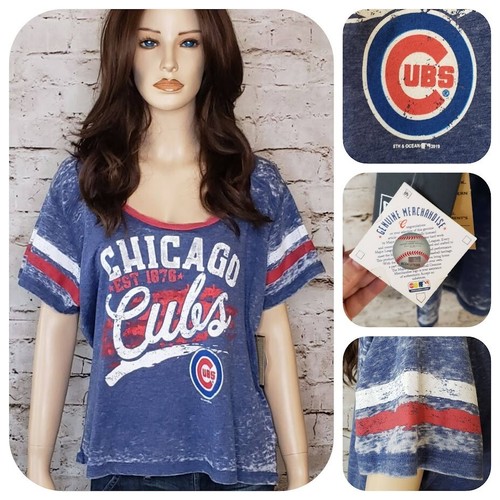 NWT New Era Chicago Cubs Cubbies Baseball Shirt Blue Red White Faded Women’s 2XL - Picture 23 of 24