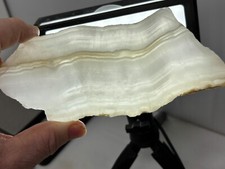 White Banded Onyx Slab Lapidary Cabbing Carving Combo Ship Avail