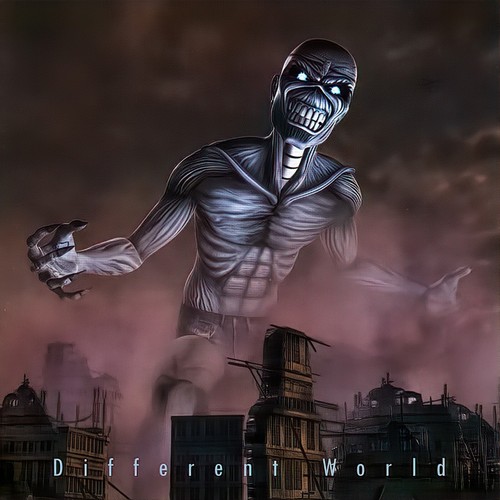 Iron Maiden Verschiedene Welt Promo BANNER 3x3 Fuß Stoff Poster Flagge Album Cover - Bild 2 von 3