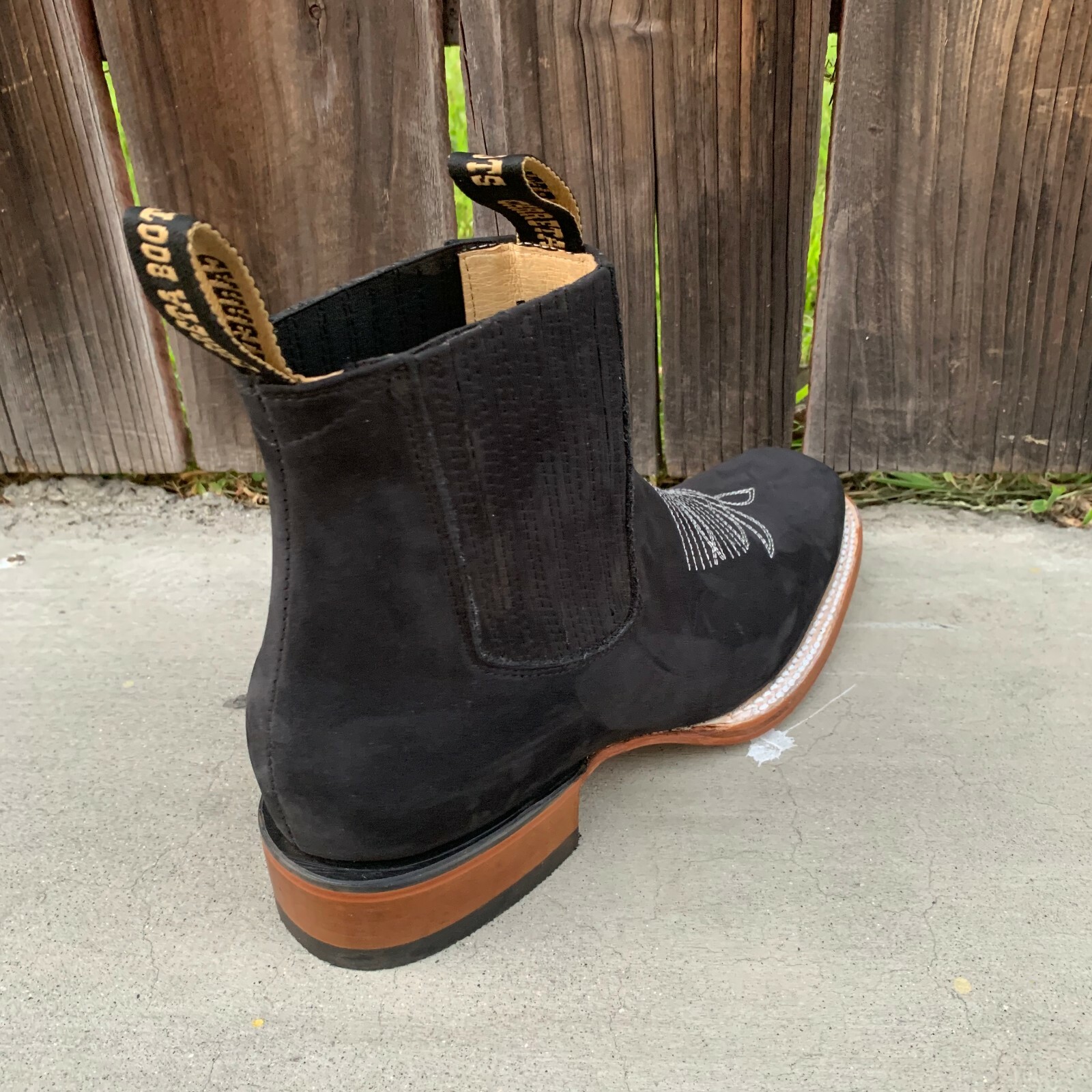 MEXICAN BOTINES MENS BOTIN COWBOY LEATHER RODEO SLIP ON ANKLE SQUARE ...