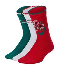 NIKE KIDS Christmas X-Mas Box Set Crew Socks Women's sz 4-6 Youth sz 3Y-5Y