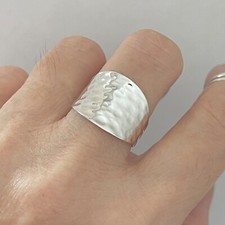 Sterling Silver Thin Hammered Concave Ring, Boho Ring, Silver Rings, Silver Band