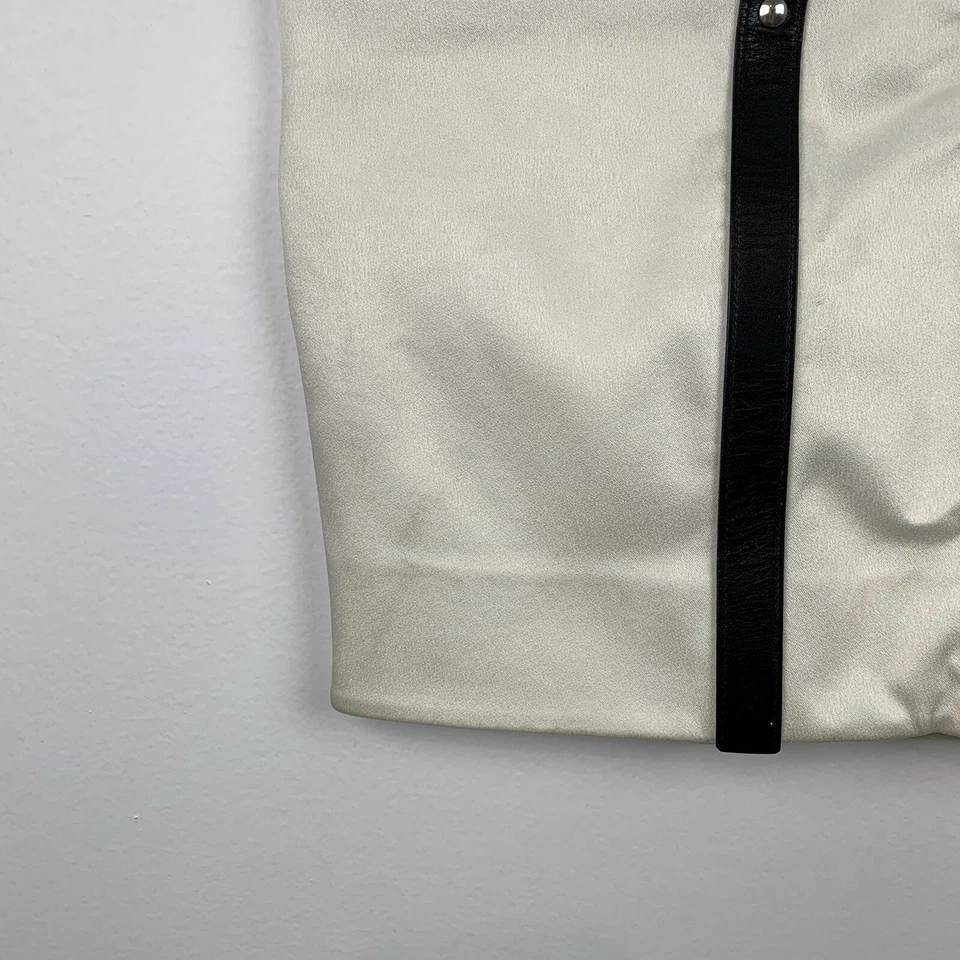 Anthony Vaccarello Leather Skirt White Black Hardware Rockstar Sz 36 France READ - Image 2 of 4