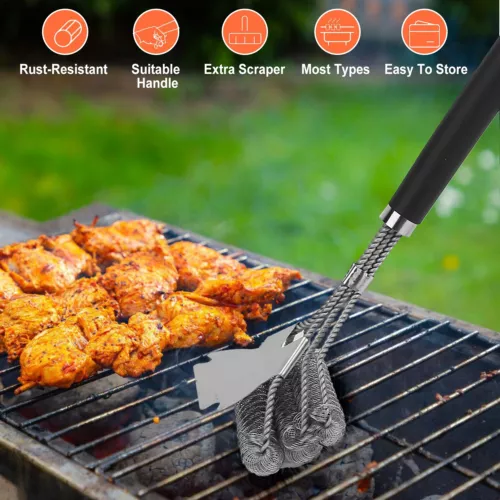 16.5" Stainless Steel Bristle Free Grill Brush Scraper Tool for BBQ Cleaning