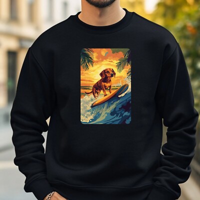 Dachshund Surfing Sweatshirt Cosy and Perfect for Any Occasion S to 4XL