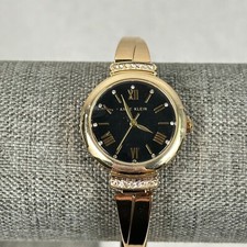 Anne Klein Watch Womens 16mm Round Black Dial Crystal Lugs Elegant New Battery