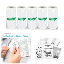 5 Rolls Thermal Paper Stickers 57*30mm for Phone Mini Pocket Thermal Printer DIY