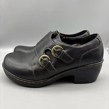 BOC Born Clogs Mules Women's Size 8.5 M Black Leather Double Monk Zip Shoes