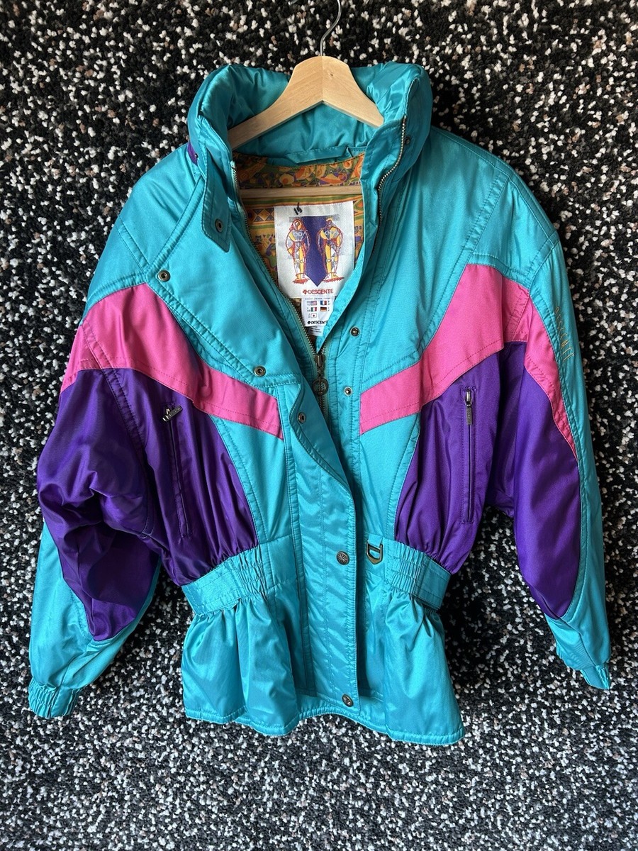 Descente Jacket Womens 10 Purple Teal Vintage 90s Retro