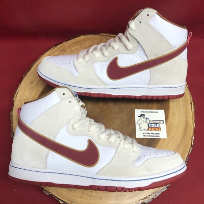 Nike SB Dunk High Pro Crimson Swoosh Sail White Size 11.5 CV9499