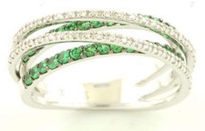 New Tsavorite Garnet  Diamond Ring in 14 Karat White Gold Size 7.25