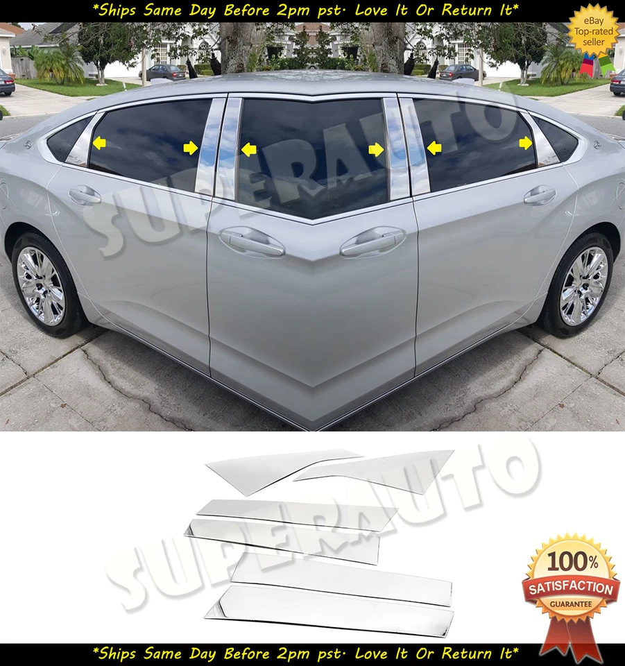 Para Chevrolet Impala 2014-2020 ACERO INOXIDABLE pulido postes de pilar embellecedores Foto 3 de 4