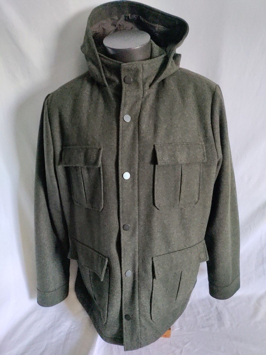 Men Banana Republic Green Wool Polyester Winter Jacket Coat Men Banana Republic Green Wool Polyester Winter Jacket Coat