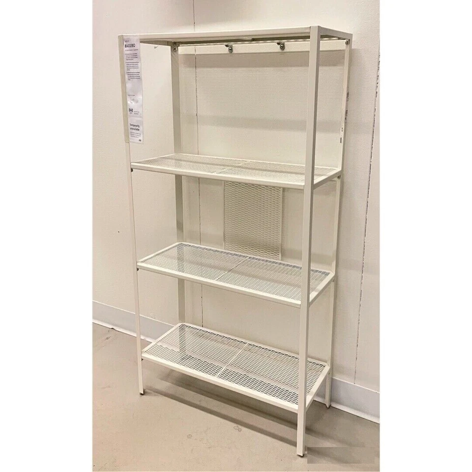 IKEA 4 Tier Stainless Steel Shelving Unit Home Living Room Metal White 116cm - Image 3 of 4